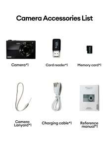 Lenovo 联想 XJ22 CCD 数码相机，1000mAh 电池，16 倍光学变焦，高清拍摄，支持 32GB 存储卡，自动对焦，入门级照片和视频相机，便携式相机，时尚相机，适用于旅行、街拍、家庭、圣诞节、生日派对等各种摄影场景，是送给家人的理想礼物。 - 黑色 - 查看 11