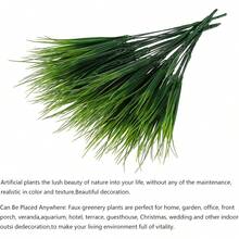 1/3件人造植物，類似春草和仿真水草，可用於綠色桌面裝飾、家居裝飾、婚禮裝飾、春夏裝飾、節日與生日派對配件以及戶外花園裝飾 - 綠色 - 查看 9