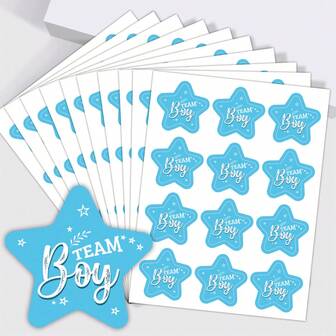 10 hojas de pegatinas de recuerdos para ducha, pegatinas decorativas autoadhesivas de estrellas de color azul/rosa para revelación de género, suministros para fiesta de revelación de género, pegatinas hechas a mano, etiquetas, envoltorios, suministros para juegos de fiesta de ducha, para nuevos padres