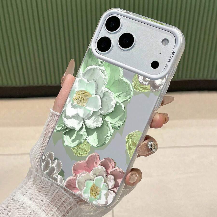 Pastel Floral Canvas Art Element-Design Phone Case, Suitable For IPhone Models 16, 15, 14 Pro Max, 13, 12, 11, XR, XS Plus Phone Cases, Made Of TPU Silicone Material, Providing Shock And Drop Protection, With Drop Protection Function, And Has A Very Good Hand Feel. It Is The Most Suitable Gift For Family, Friends, And Loved Ones. - White - View 1