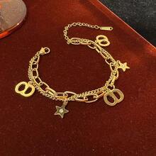 1pc Unique High-End Personalized CD Double-Layer Bracelet, Minimalist Design Luxury Micro-Inlaid Zirconia Star Bracelet - CD Letter Bracelet - View 4
