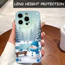 1PC Phone Case ,  Snowman Winter Forest Scene Design , Stylish Phone Case, Phone Decoration, All-around Lens Protection, Creative Small Gift, Funny Gift for Boys and Girls - Schwarz - Übersicht 3