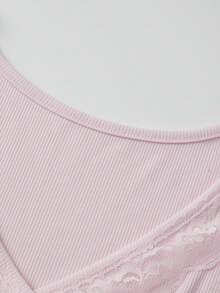 Women Y2k Fairy Grunge Ribbed T Shirt Top Long Sleeve Lace Trim V Neck Babydoll Flowy Tee Shirts Tops With Thumb Hole Spring Fall Teen Girls Going Out Tops Vintage Aesthetic 2000s Clothes - 粉紅色 - 查看 7