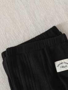 男婴撞色不对称条纹长袖卫衣+休闲字母装饰保暖裤，秋冬套装 - 彩色 - 查看 3