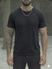 Playera básica para hombre de diseño minimalista y corte clásico tela RIB  slim FIT | playera básica hombre  camiseta minimalista hombre  ropa casual hombre  playera corte clásico  playera ligera cómoda  playera casual diaria  camiseta moderna hombre  playera estilo urbano  playera versátil hombre  outfit casual básico hombre - Gris Oscuro - Ver 1