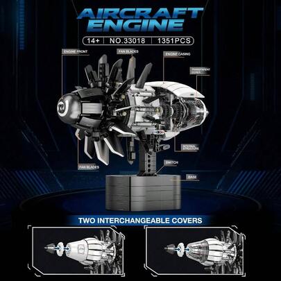 - Kit de construccin de modelo de motor de avin para adultos, 1351 piezas de motor de turbofn motorizado con motor, bloques de construccin educativos mecnicos STEM para adolescentes y