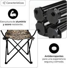 Silla de Camping Plegable, Ligera y Resistente, Con Portavasos, Azul Marino, Pack de  Sillas - CAMUFLAJE GRIS - Ver 3