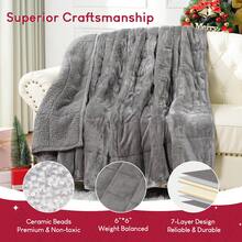 Warm Weighted Blanket, Fleece Sherpa Flannel Throw Heavy Blanket With 7-Layer Design - 灰色 - 查看 4