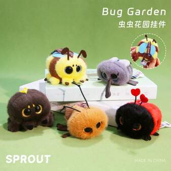 Lindas figuritas de peluche de insectos, llaveros con muñecos de dibujos animados de abeja, mariquita, araña, oruga, adornos para bolsos, regalos para fiestas y eventos