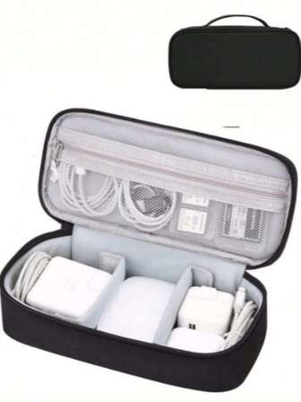 Resefodral för elektronikorganisering, bärväska för resesaker, för kabel, laddningssladd, extern hårddisk, bärbar powerbank (dragkedja med slumpmässig dragkedja) laddningsfodral för företag, resor, skola, högskola, kontor, skolmaterial, skoltillbehör, skolstart, universitetsstudenter