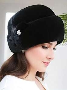 1条毛绒女士装饰发箍，复古秋冬发饰，适合户外、居家和通勤佩戴。 - 絨毛帽 - 查看 10