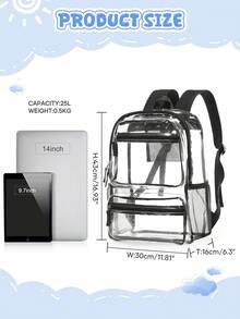 Heavy Duty Clear Backpack Stadium Approved | Waterproof See-Through PVC Clear Bag With Reinforced Shoulder Straps, Smooth Zippers And Multiple Pockets - Multicolor - View 4
