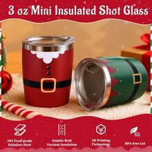 - Juego de 4 piezas de regalo de Navidad, vasos de chupito con medias de Navidad, tapas y pajitas, tazas de Navidad de acero inoxidable de 3 onzas para fiestas navideas, reuniones - Multicolor-1 - Ver 4