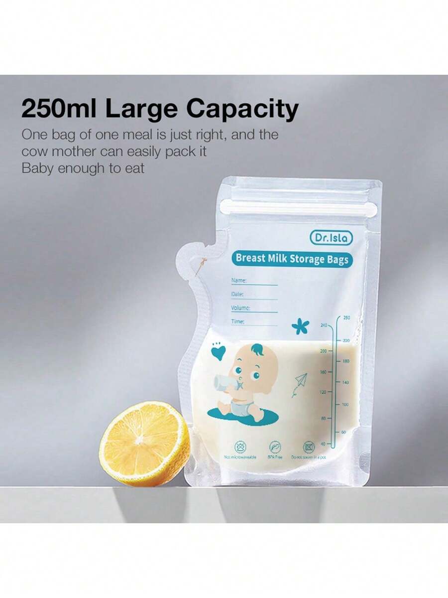 MAMIJOY 30PCS/250ml Breast Milk Storage Bags Space-Saving Pour Spout Design - Suitable For Breastfeeding