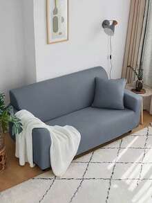 1pc Solid Color Milk Silk Stretch Sofa Cover, Modern All-Season One-Piece Full Coverage Sofa Protector, Pet Friendly Machine Washable Sofa Slipcover, 1-Seater, 2-Seater, 3-Seater, 4-Seater - Light Grey - View 6