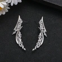 1 Pair Cubic Zirconia Streamlined Decorative Earrings, Suitable For Women, Fashionable For Parties/Art Events - 1Pair - View 9