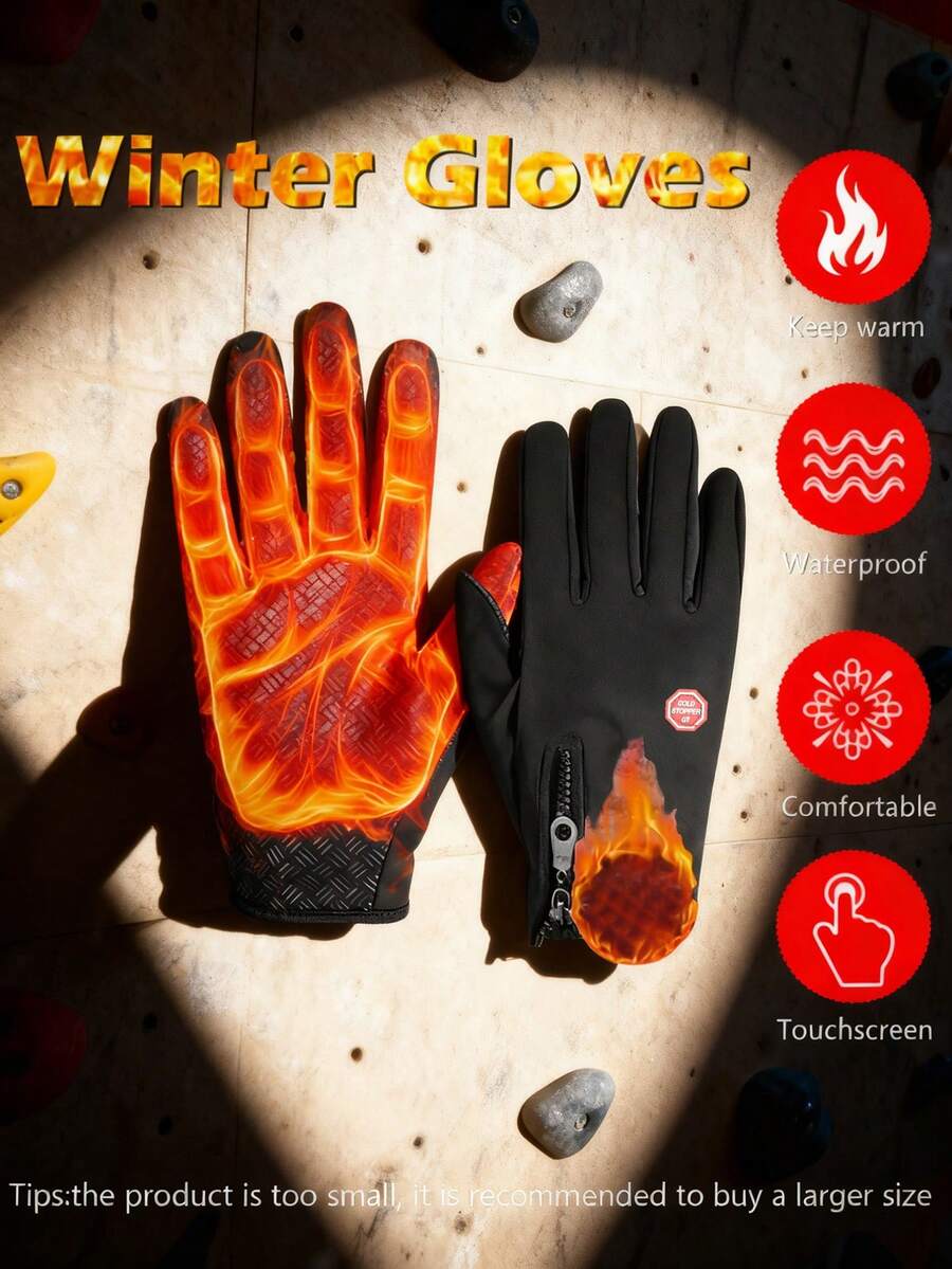 1 Pair Women's Winter Driving Gloves, Warm Windproof Anti-Slip Fashionable Gloves, Suitable For Skiing, Cycling, Driving - B - View 1