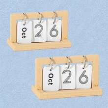 Mini Adjustable Desktop Calendar, Miniature Date & Month Display Wooden Base, Desktop/Dollhouse/Craft Scene Decor (2 Color Options) - Miniature Calendar - View 4