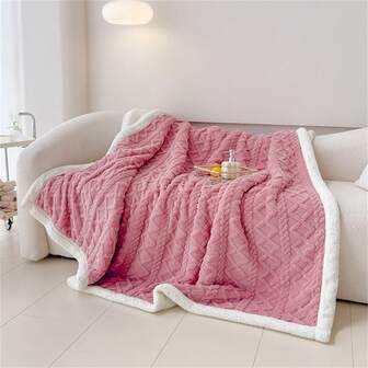 1pc Taffeta Fleece Blanket, Lamb Wool Throw Blanket, Air Conditioning Blanket, Bed Blanket, Office Nap Blanket, Leisure Blanket, Bedsheet, Small Blanket, Fluffy And Thick Blanket, Soft And Warm, Suitable For Bedding, Throw Pillow, Home Living Room, Bedroom And Dorm Decor, Home Decor, Autumn Decor, Christmas Gift