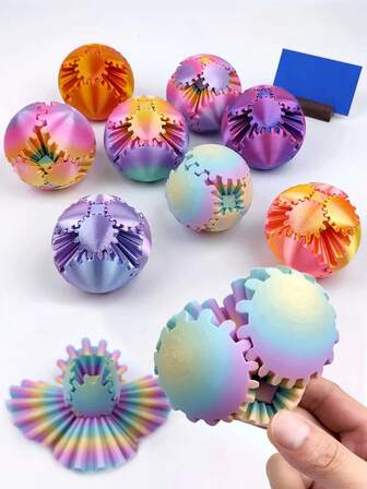 1 pieza Juguete antiestrés de bola giratoria 3D de colores, bola de engranajes antiestrés, decoración única para el hogar y la oficina, regalo creativo para fiestas