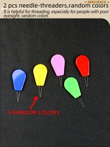 1 Set Handmade DIY Embroidery Cross Stitch Thread Box Kit, Sewing Storage Box Tools Including Needle Case, Thread Organizer, Bobbin Winder, Threader, Ripper, Scissors, Needles, Thimble - A - View 9