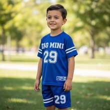 Boys' Summer Shirt And Shorts Set - Blue - View 8