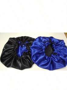 1 Black And Blue Double-Sided Satin Cap - 黑色 - 查看 1