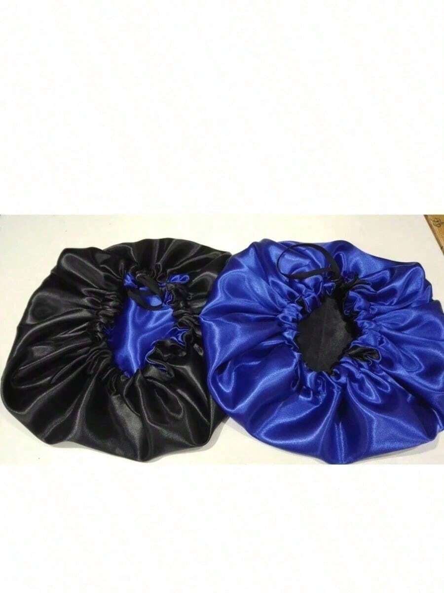 1 Black And Blue Double-Sided Satin Cap - 黑色 - 查看 1