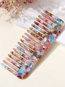 1pc Mini Size Colorful Acetate Comb, Portable Washing And Hairdressing Comb, Wide-Tooth Comb, Hair Styling Tool Comb,Suitable For Curly/Thick/Wet Hair,Ideal For Travel And Makeup - Multicolor - View 10