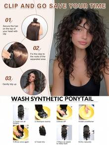 Clip-In Hair Extensions, 4pcs/Set 12-Inch Short Wavy Hair Pieces, Invisible Hair Fringe, Soft Synthetic Fiber Material, Suitable For Women's Daily Wear - Multicolor - View 8