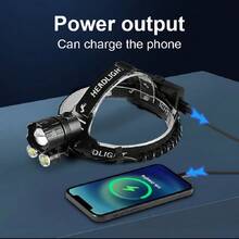 Rechargeable Headlamp Super Bright Head Light XHP360 Front Led Head Flashlight With COB Light Waterproof Outdoor Camping Flashing - Black - View 8