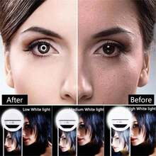 1 Stück weiß/rosa/schwarz tragbare LED Selfie Ringlicht, Spiegel Make-up Lampe, Weihnachtsbeleuchtung, mit USB-Aufladung, 3 Beleuchtungsmodi, tragbare Beleuchtung, Foto Beauty Halo Licht, Live Clip Licht Selfie Licht, geeignet für Livestreaming, Videokonferenzbeleuchtung, Fotografie und Video, charmantes Geschenk, Nagelpflege, Wimpernverlängerung, Tattoo und Hautpflege, Touch-Taste-Steuerung, Raumdekoration, Outdoor-Camping-Beleuchtung 150mAH