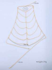 1pc Gold Body Chain, Sexy Chest Chain, Beach Jewelry - Yellow Gold - View 3