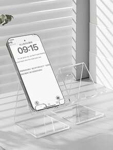 1pc Desktop Phone Holder Stand Storage Shelf Creative Internet Celebrity Acrylic Decoration Tablet Clear Student Phone Holder - Clear - View 7