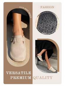 Giày bệt nữ, Sandal nữ [Nhỏ hơn 2 size], Giày nữ mũi tròn khóa cài, Sandal trắng, Clogs nữ, Giày Mule, Giày Loafer, Giày bệt, Sandal, Dép đi trong nhà, Dép thời trang mùa hè đế dày, Khóa kim loại điều chỉnh được, Giày xỏ, Dép nữ, Sandal bệt nữ, Dép nữ đi ngoài trời, Giày đi làm, Dép đi trong nhà, Dép đi trong nhà, Giày Mule - trắng - Xem 10
