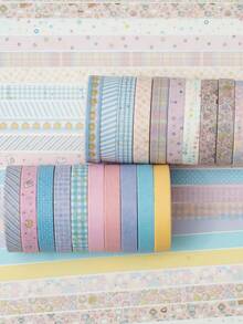 20卷复古和纸胶带，7毫米宽*3米长，多种图案，纸质自粘遮蔽胶带，礼品包装贴纸，返校必备