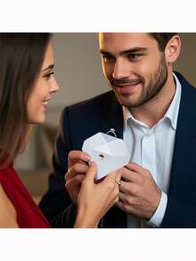 1个心形戒指盒，自动开启订婚戒指盒，天鹅绒耳环首饰盒带灯，珠宝展示盒，适用于婚礼、订婚、求婚、生日、情人节 - 彩色 - 查看 11