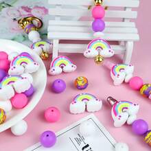 25/30/69pcs 3D Rainbow Sun Theme Silicone Beads | Silicone Focal Beads And 15mm Printed Round Beads, For Making Keychains, Lanyards, Pens, Focal Beads And Accessories, Keychain Accessories, Colorful Beads Decor, Suitable For Holiday Gifts, Birthday Gifts, Back To School, Halloween, Thanksgiving, Christmas Gifts - Dòng Cầu Vồng - Xem 7
