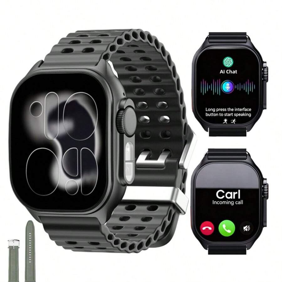 W&O [Ai Smart Watch]Sports Smartwatch With Ai Assistant, 2.01inch HD Square Display,  Compass, Diversified Dial, With Infrared Function,Sleep Monitoring, 100+ Sports Modes, Outdoor Smartwatch, Ideal Gift, Fitness Tracker, Activity Tracker, Ideal Gift For Xmas - X10U-Black - 查看 1