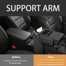 Universal Car Interior Organizer - Cup Holder &PhoneStorage For Vehicles, 5-In-1 MultifunctionalCar CenterConsole Armrest Pad, Storage Bag &Armrest Box Pocketfor Long-Distance Travel - Black - View 3