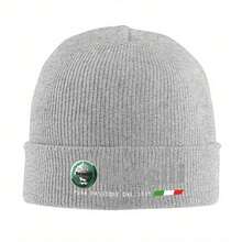 1pc Benelli Motorcycle Knitted Beanie - Acrylic Warm Winter Hat Men & Women, Black With Green & White Stripe, Embroidery, Hand Wash Only, Winter Headwear| Stylish Beanie| Textured Knit Cap, Beanie Hats, Without Battery - Gray - View 13