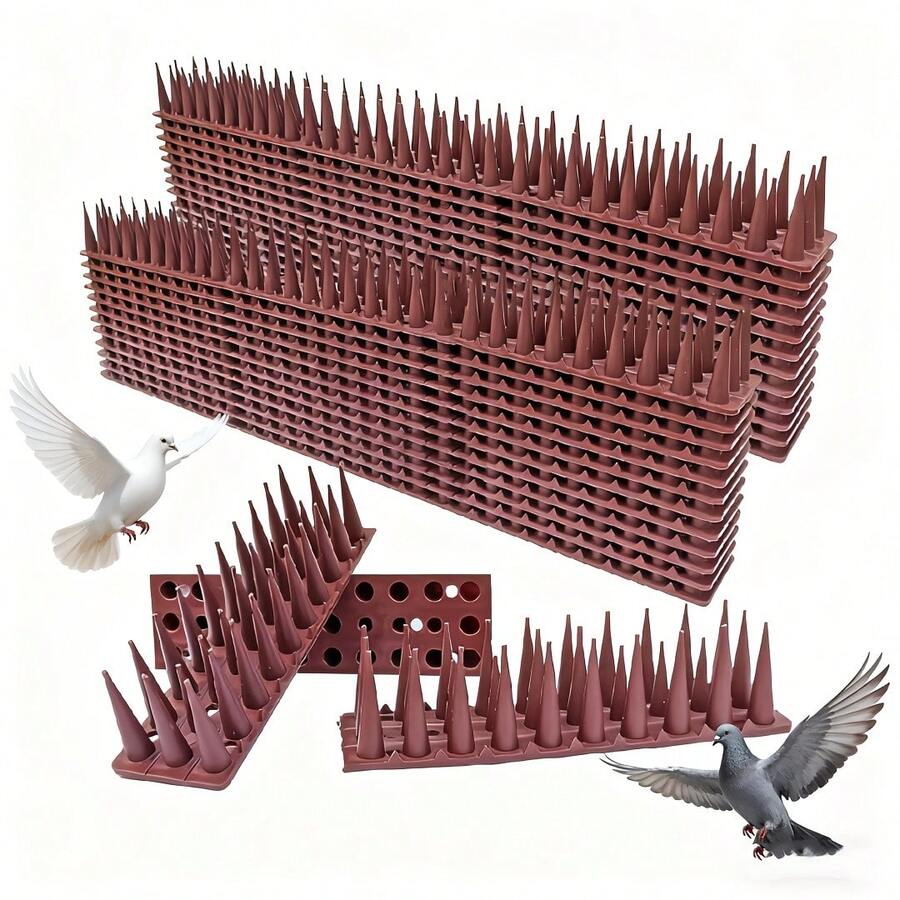 Bird Spikes, Pigeon Detterrent Spikes Outside, Spike To Keep Birds Away, Raccoon Cat Squirrel Detterrent, Plastic Bird Spike For Patio Roof Fence Window Nest, Brown - Brown - View 1