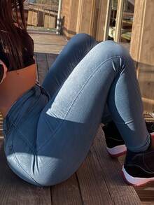 Y2K Sexy High Waist Light Blue Skinny Cropped Jeans, Slim Fit Flattering Stretch Pencil Pants For Women, Festival,Cowgirl Outfit,Jeans,Trousers,Going Out Outfits,Denim Trousers Women,Cowboy Outfit Women,Jeans Women,Curve