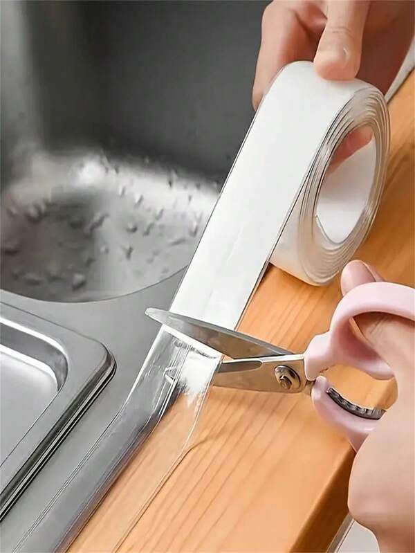 Silicone Kitchen And Bathroom Waterproof Tape, Kitchen Seam Sealing Strip, Transparent Waterproof Strip, Bathroom Toilet Gap Corner Tape, Suitable For Sink Gap, Durable Material, Ideal For Home And Restaurant Use, Gap Sealing Solution, Seam