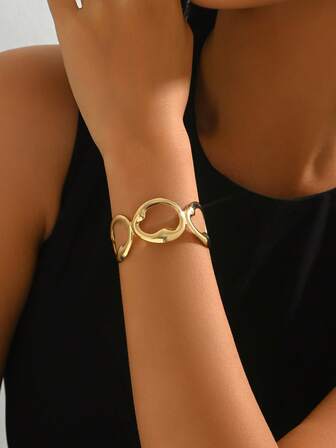 1 件时尚可调节椭圆形手镯，适合日常佩戴