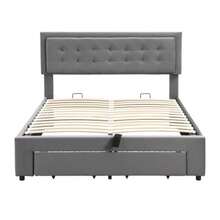 Bed Frames - Grey + Velvet + 140cm*190cm - View 7