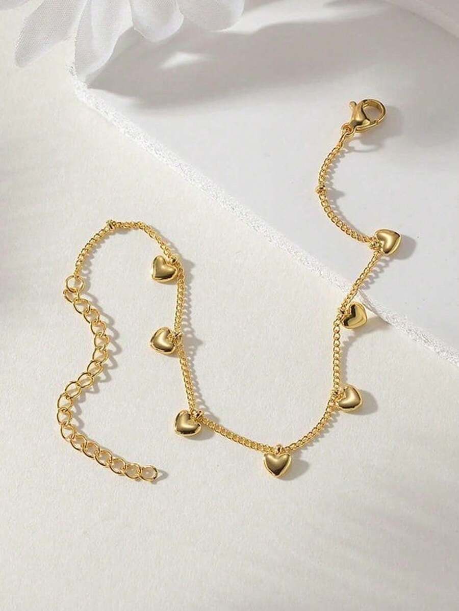 1 chiếc vòng tay hình trái tim có thể điều chỉnh, chất liệu thân thiện với da nhạy cảm, lý tưởng để đeo hàng ngày và làm quà tặng, đặc biệt cho ngày Valentine.