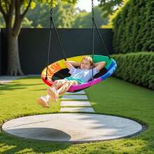 Lcchabls Spider Web Tree Swing For Toddlers & Kids - 40 Inch Saucer Swing With 850 Lb Capacity, Waterproof Oxford Fabric & Steel Frame - Outdoor Playground Swing Set Accessory - Suitable For Ages 1-3 - 彩色 - 查看 5