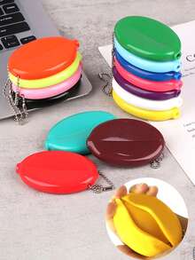 Multi-Color Small Oval Coin Purse With Chain Pendant, Can Be Used As Small Accessory, Bag Charm, Wrist Strap Keychain, Car Key Ring, Key Lanyard, Keychain, Key Chain Accessory, Key Ring, Couple Keychain, Women's Gift, Boyfriend Gift, Christmas Gift, Christmas Stocking Filler, Birthday Gift, Friend Gift, Holiday Gift, Event Souvenir, Party Favor - Multicolor - View 1