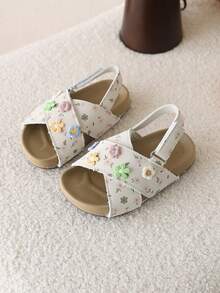 1 Pair Summer Baby Girl Shoes, Infant Toddler Soft Bottom Beach Sandals, Outdoor Children Shoes, New Baby Girl Sandals - Beige - View 1
